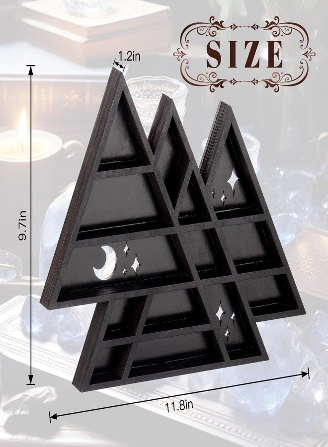 KOYILTD Gothic Decor Unique Trinket Shelf Wooden Crystal Display Shelf Wooden Gothic Bedroom Decor Witchy Wall Decoration Goth Bedroom Decor Spiritual Gift for Home Living Room (1, Triangle) - Image 3